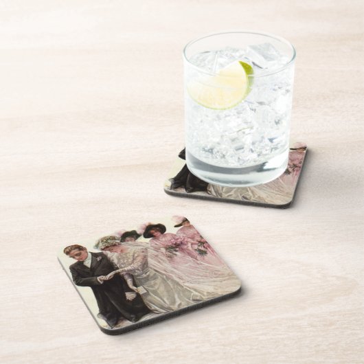 ヴィンテージビクトリアン結婚の新郎新婦 コースター (右側)