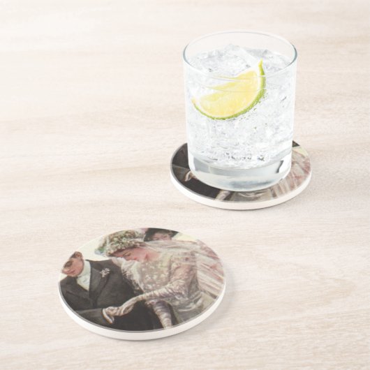 ヴィンテージビクトリアン結婚の新郎新婦 コースター (側面)