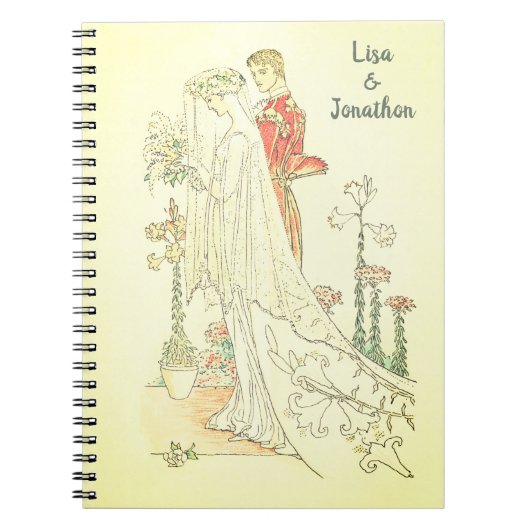 ヴィンテージビクトリアン結婚の新郎新婦 ノートブック (正面)