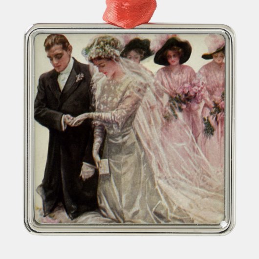 ヴィンテージビクトリアン結婚の新郎新婦 メタルオーナメント (正面)