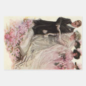 ヴィンテージビクトリアン結婚の新郎新婦 ラッピングペーパーシート (正面3)