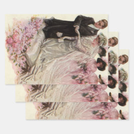 ヴィンテージビクトリアン結婚の新郎新婦 ラッピングペーパーシート