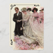 ヴィンテージビクトリアン結婚の新郎新婦 招待状 (正面/裏面)