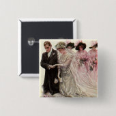 ヴィンテージビクトリアン結婚の新郎新婦 缶バッジ (正面&裏面)