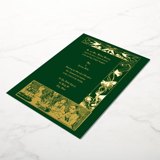 ヴィンテージビクトリアン結婚アールヌーボー 箔招待状 (回転した状態)