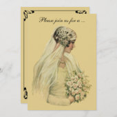 ヴィンテージビクトリアン結婚ブライダルシャワーパーティー 招待状 (正面/裏面)