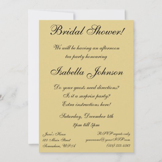 ヴィンテージビクトリアン結婚ブライダルシャワーパーティー 招待状 (裏面)