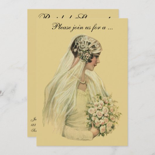 ヴィンテージビクトリアン結婚ブライダルシャワーパーティー 招待状 (正面/裏面)