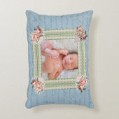 ヴィンテージビクトリアン色あせたダマスクの写真 アクセントクッション (正面(垂直))