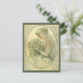 ヴィンテージビクトリアン花嫁プロフィール、日付を保存！ 案内ポストカード (スタンド正面)