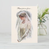 ヴィンテージビクトリアン花嫁、ブライダルシャワーパーティー 招待状 (スタンド正面)