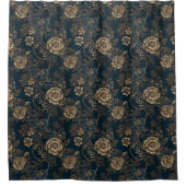 ヴィンテージビクトリアン花柄グリーンとクリーム シャワーカーテン (正面)