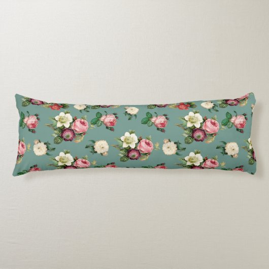ヴィンテージビクトリアン花柄ホーム寝具 ボディピロー (正面)