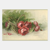 ヴィンテージビクトリアン花赤バラ ラッピングペーパーシート (正面3)