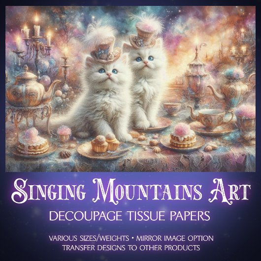 ヴィンテージビクトリアン茶パーティー猫の分離 薄葉紙