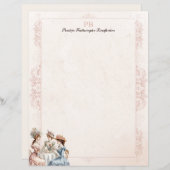 ヴィンテージビクトリアン茶モノグラムの文房具紙 (正面/裏面)