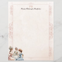 ヴィンテージビクトリアン茶モノグラムの文房具紙