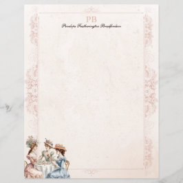 ヴィンテージビクトリアン茶モノグラムの文房具紙