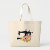 ヴィンテージビクトリアン裁縫機トートバッグ ラージトートバッグ (正面)