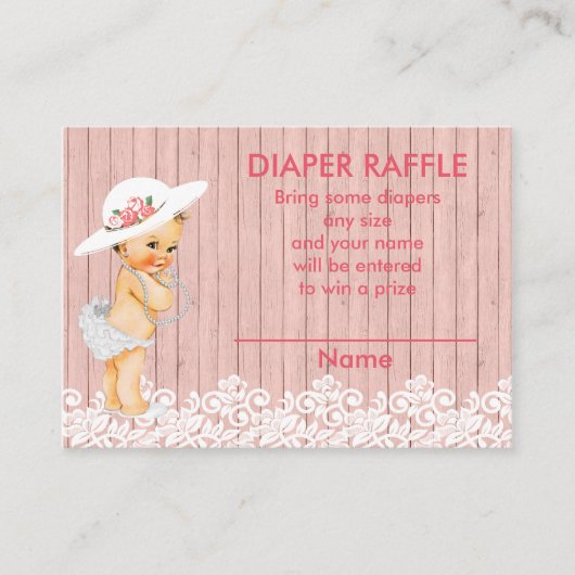 ヴィンテージビクトリアン赤ちゃんシャワーラッフルインサート エンクロージャーカード (正面)