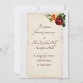 ヴィンテージビクトリアン赤と黄色のバラ 招待状 (裏面)