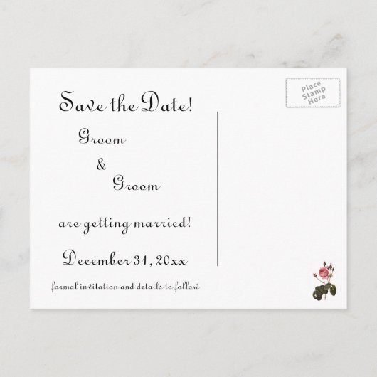 ヴィンテージビクトリアン踊りが日付を保存する 案内ポストカード (裏面)