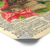 ヴィンテージビクトリアン辞書ページの帽子をかぶった猫 ポスター (角)