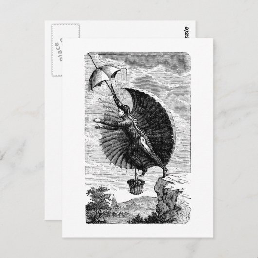 ヴィンテージビクトリアン飛んでいる機械発明 ポストカード (正面/裏面)