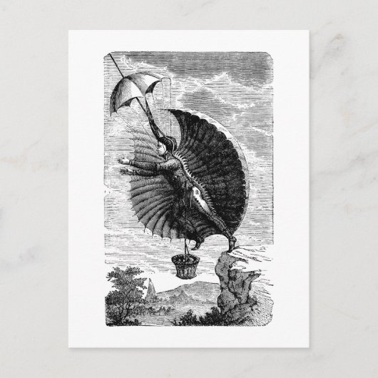ヴィンテージビクトリアン飛んでいる機械発明 ポストカード (正面)
