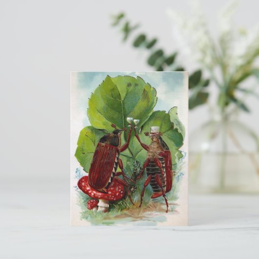 ヴィンテージビクトリアン飲みバグのはがき ポストカード (スタンド正面)