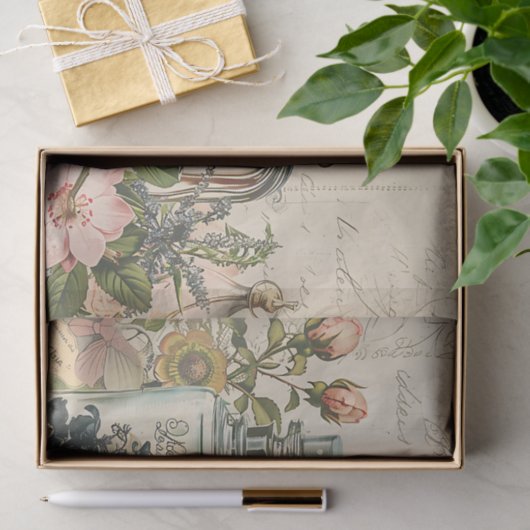 ヴィンテージビクトリアン香水デクページティッシュペーパー 薄葉紙 (ギフト)