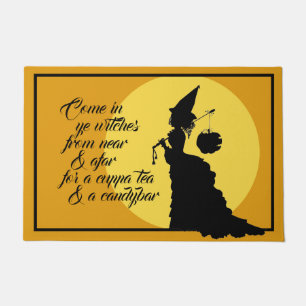 ヴィンテージビクトリアン魔女シルエットと詩ビッグ ドアマット