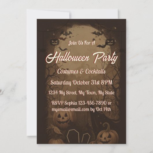 ヴィンテージビクトリアン魔法ハローウィンパーティ 招待状 (裏面)