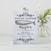 ヴィンテージビクトリアン鯨ビーチベビーシャワー 招待状 (スタンド正面)