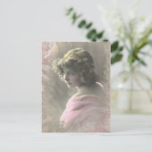 ヴィンテージビクトリアン10代の女の子(ピンクのはがき) ポストカード (スタンド正面)