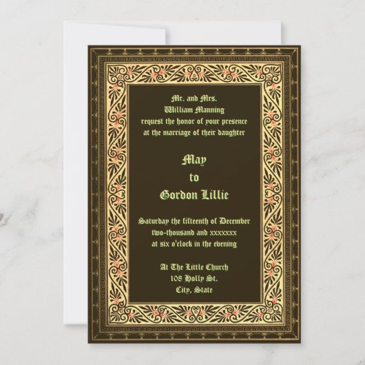 ヴィンテージビクトリアン1882縁ど年結婚代 招待状 (正面)