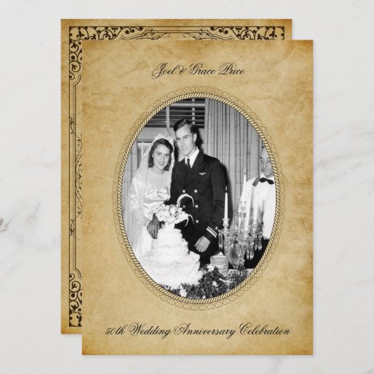 ヴィンテージビクトリアン50周年お祝い 招待状 (正面/裏面)