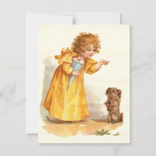 ヴィンテージビクトリアン·ガールのパーティー- 3歳または4歳 招待状 (正面)