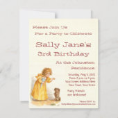 ヴィンテージビクトリアン·ガールのパーティー- 3歳または4歳 招待状 (裏面)