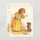 ヴィンテージビクトリアン·ガールのパーティー- 3歳または4歳 招待状 (正面/裏面)
