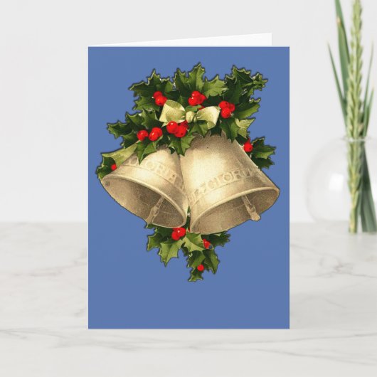 ヴィンテージビクトリアン・クリスマス・ベル・カード、ステッカー シーズンカード (正面)
