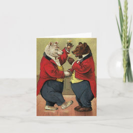 ヴィンテージビクトリアン、ゲイ、踊りクマ カード