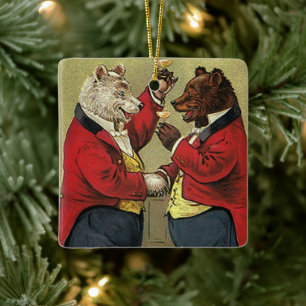 ヴィンテージビクトリアン、ゲイ、踊りクマ セラミックオーナメント