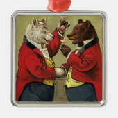 ヴィンテージビクトリアン、ゲイ、踊りクマ メタルオーナメント (正面)