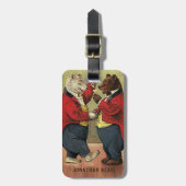 ヴィンテージビクトリアン、ゲイ、踊りクマ ラゲッジタグ (正面縦)