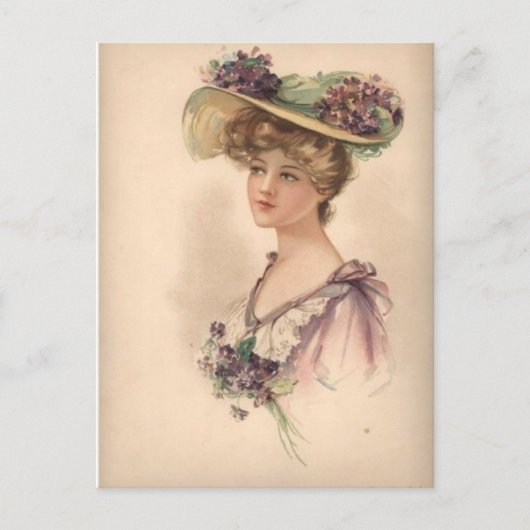 ヴィンテージビクトリアン・フローラ・ハット ポストカード (正面)