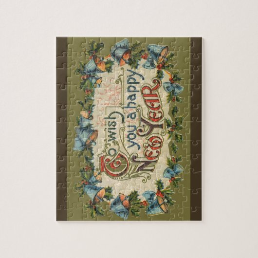 ヴィンテージビクトリアン、新年のご挨拶 ジグソーパズル (縦)