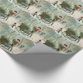 ヴィンテージビクトリアン，素朴，クリスマス，パターン，女の子 ラッピングペーパー (角)