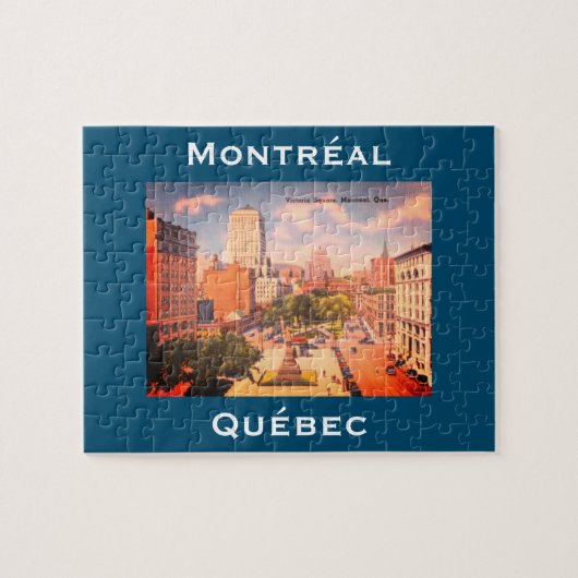 ヴィンテージビクトリア広場，モントリオール，ケベック，カナダ ジグソーパズル (横)