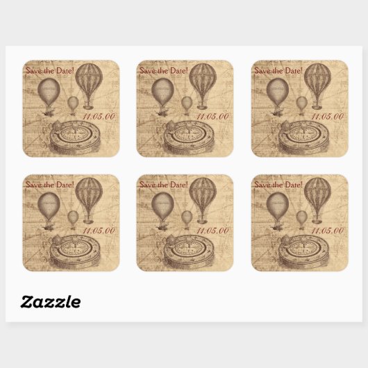 ヴィンテージビクトロリアン熱気球 スクエアシール (シート)